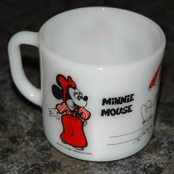 Vintage Mickey & Minnie Mouse Mug. Anchor Milk Glass - Picture 2 of 4